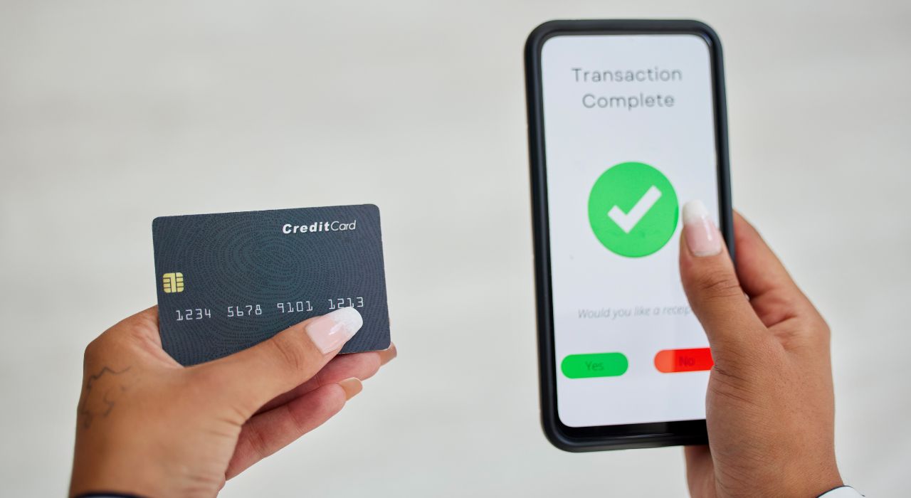 credit card transaction with UX screen for completion