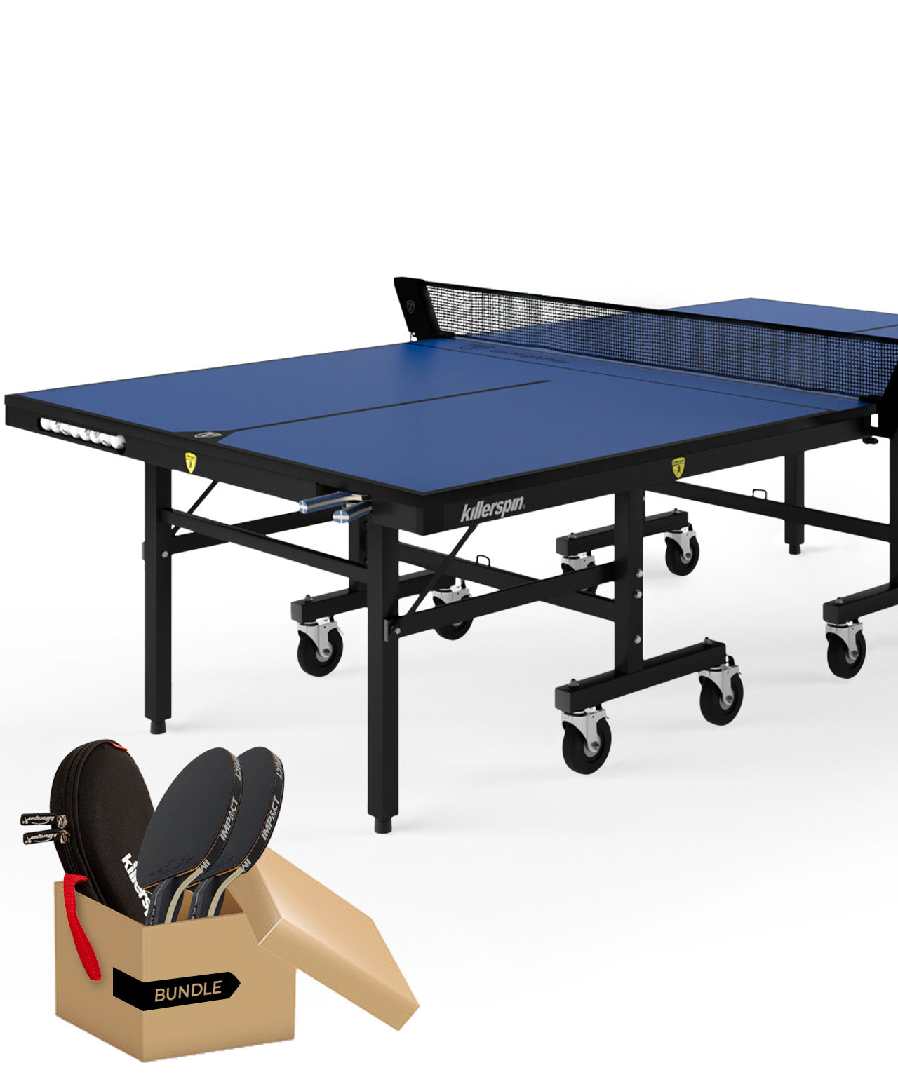 MyT 415 Max Indoor Table Bundle Killerspin Table Tennis Package Table Paddles Impackt D5 with balls barracuda table tennis case
