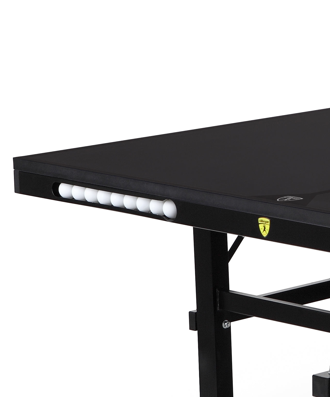 MyT 415X Max - Jet Black Killerspin Indoor Ping Pong Table UnPlugNPlay415 Max DeepChocolate Black frame Black top model 2020 - ball pocket